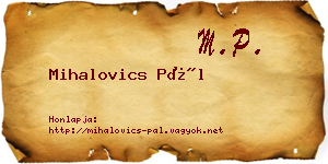 Mihalovics Pál névjegykártya